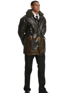 Military Leather Coat / 1069